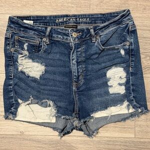 American Eagle Outfitters Ripped Dark Blue Jean Shorts